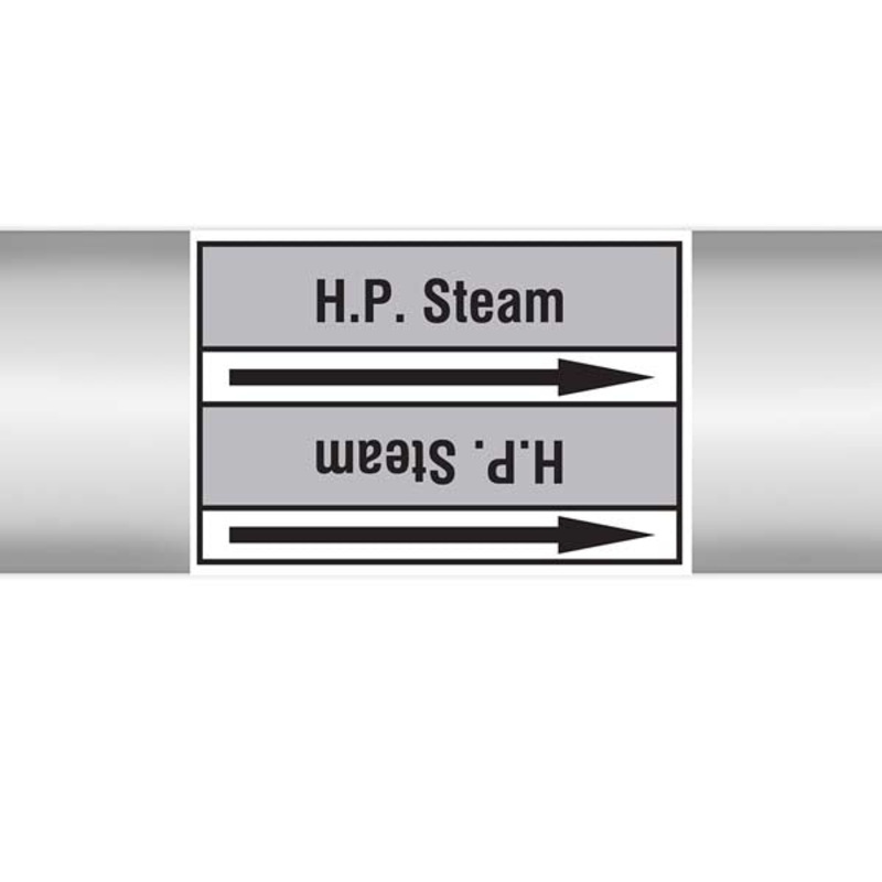 N009525 Brady Black on Grey HP steam Clp Pipe Marker On Roll