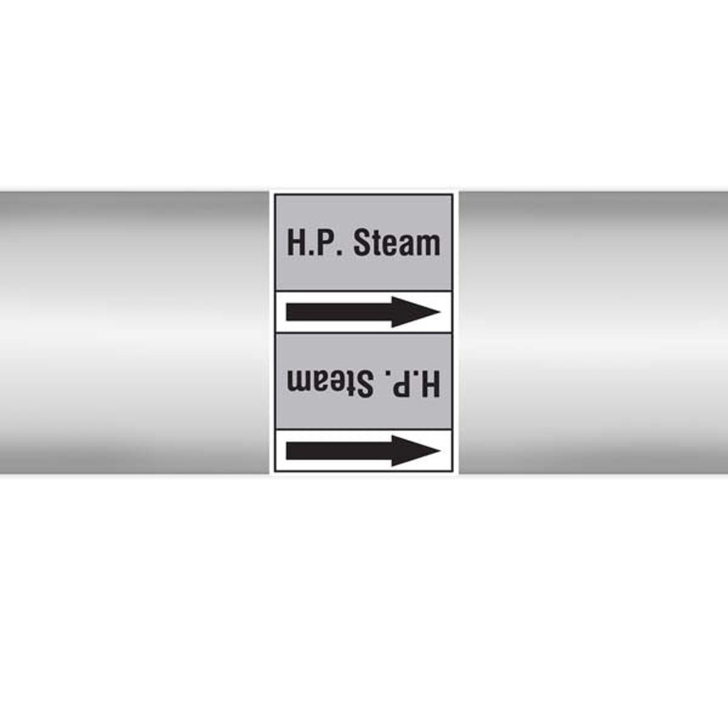 N009526 Brady Black on Grey HP steam Clp Pipe Marker On Roll