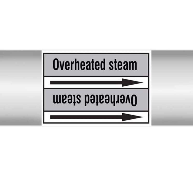N009552 Brady Black on Grey Overheated steam Clp Pipe Marker On Roll