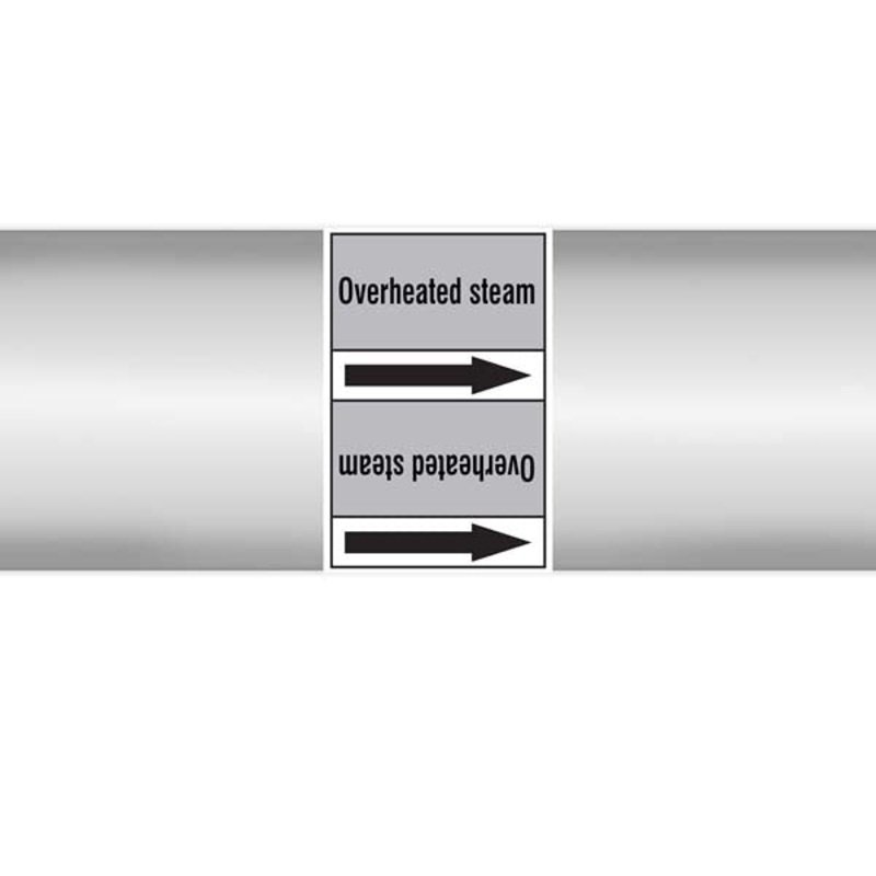N009553 Brady Black on Grey Overheated steam Clp Pipe Marker On Roll