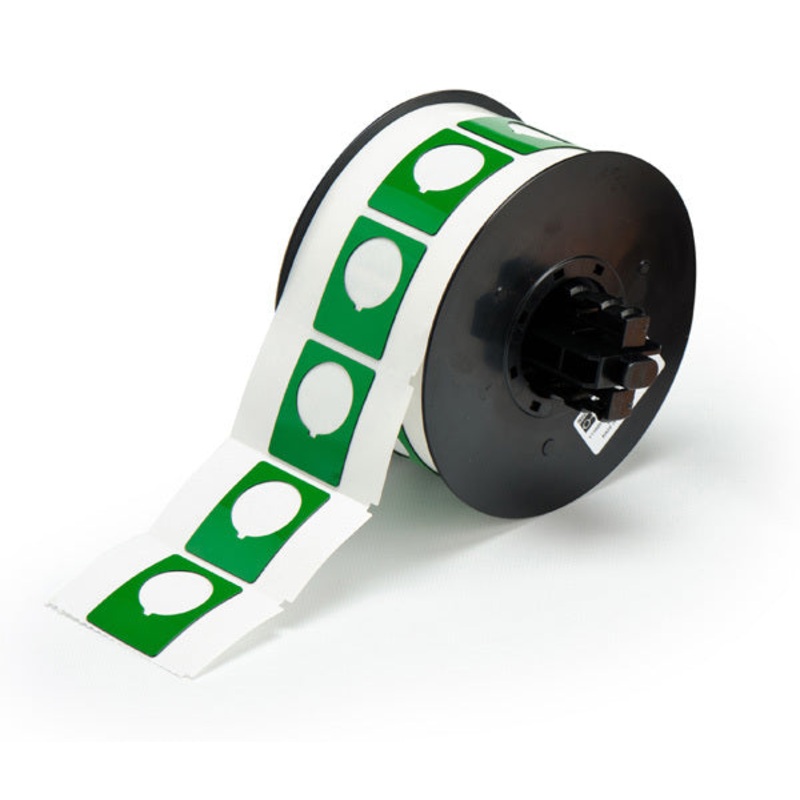 B30EP-167-593-GN – Green Brady BBP33 Raised Profile Labels – Engraved Plate Substitutes – Push Button Style