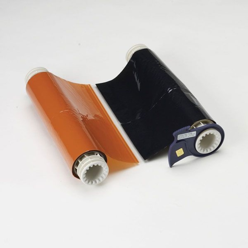 076771 – Globalmark Colour & Cut 200mm x 60 metre Black-Orange ribbon