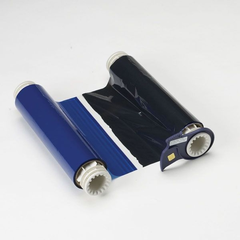 076774 – Globalmark Colour & Cut 400mm x 60 metre Black-Blue ribbon
