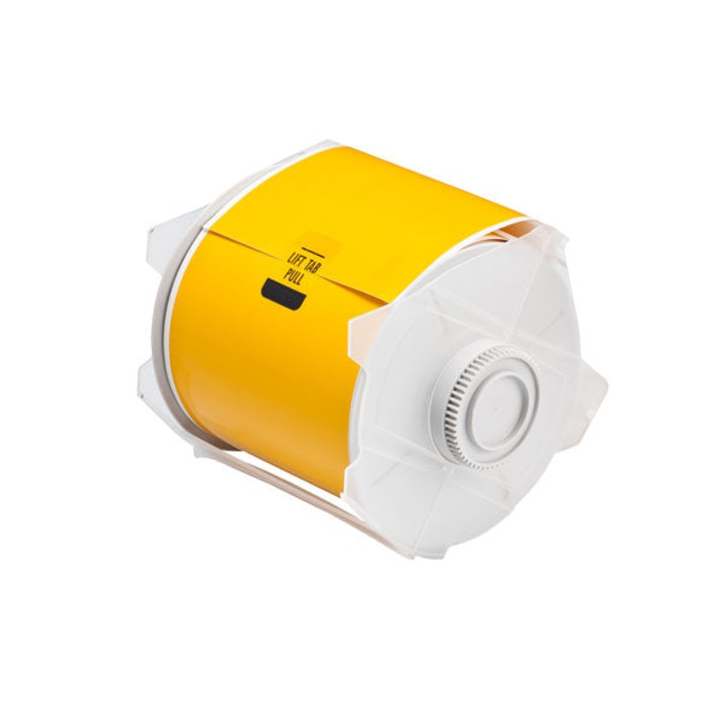 076619 – Globalmark 100mm x 30 metre yellow Polyester Tape