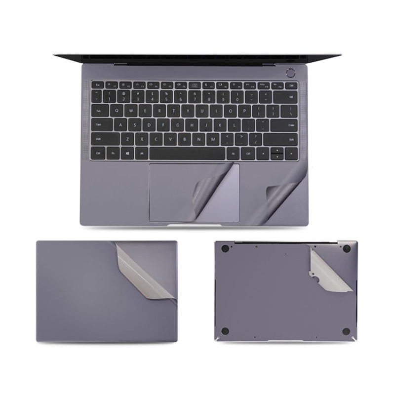JRC 4 in 1 Computer Upper Cover + Lower Cover + Full Support Sticker + Touch Sticker Film Notebook Shell Protective Film For Huawei Matebook X Pro 2019 / 2020 (Gray)