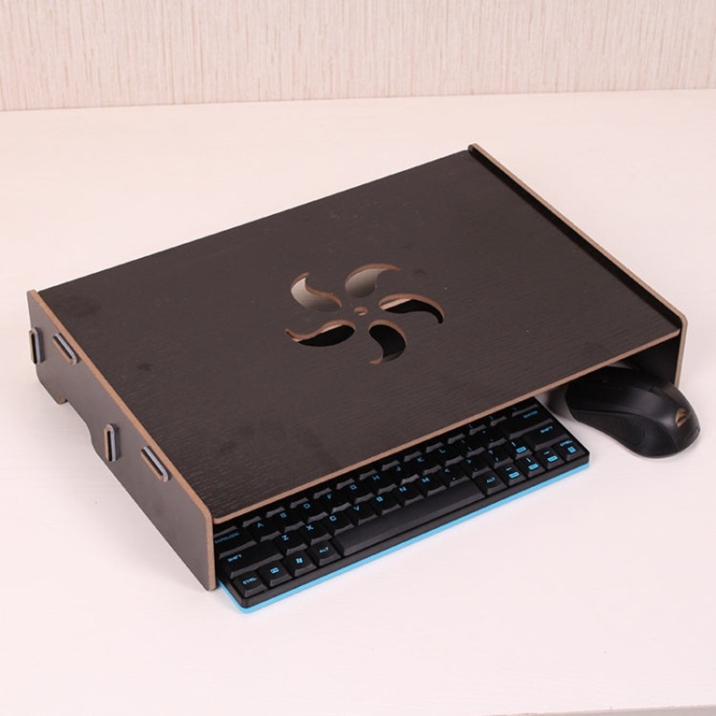 Wood Stand with Keyboard Wiring Slot for Computer Monitor / Laptop