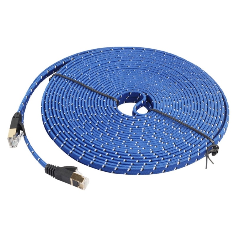 15m Gold Plated CAT-7 10 Gigabit Ethernet Ultra Flat Patch Cable for Modem Router LAN Network, Built with Shielded RJ45 Connector