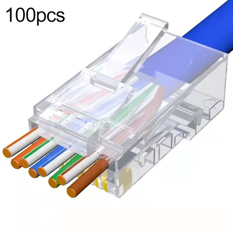 100pcs Cat5e RJ45 Connector Unshielded Pass Through Modular Plug, Gold: 3u