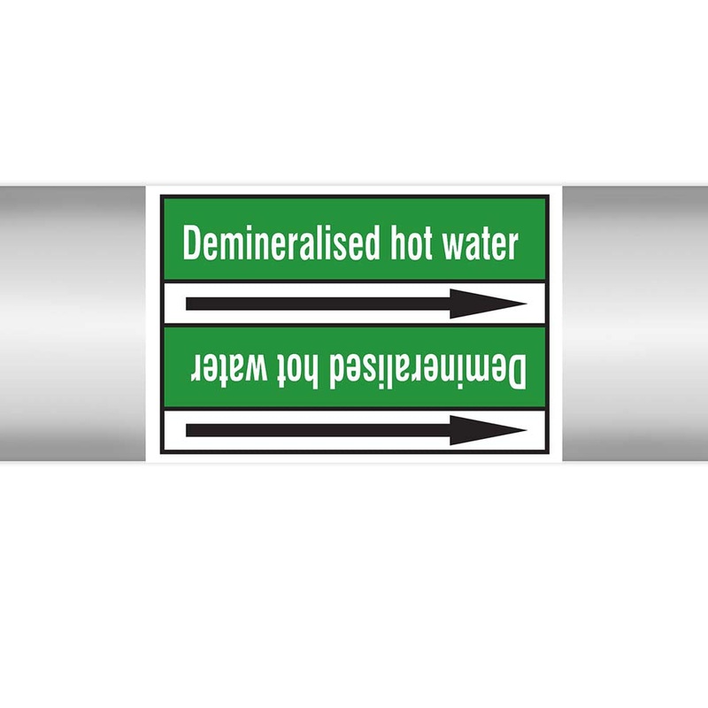 N022965 – Brady Pipe Marker On Roll Demineralised Hot Water 100mm x 33 m