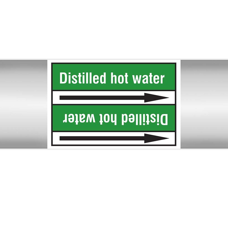 N022966 – Brady Pipe Marker On Roll Distilled Hot Water 100mm x 33 m