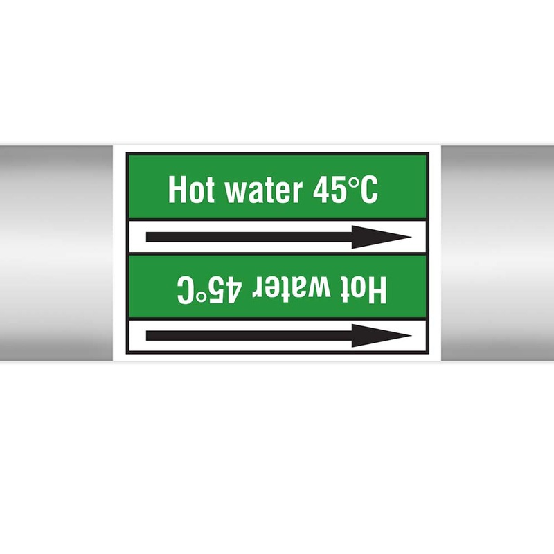 N022977 – Brady Pipe Marker On Roll Hot Water 45c 100mm x 33 m
