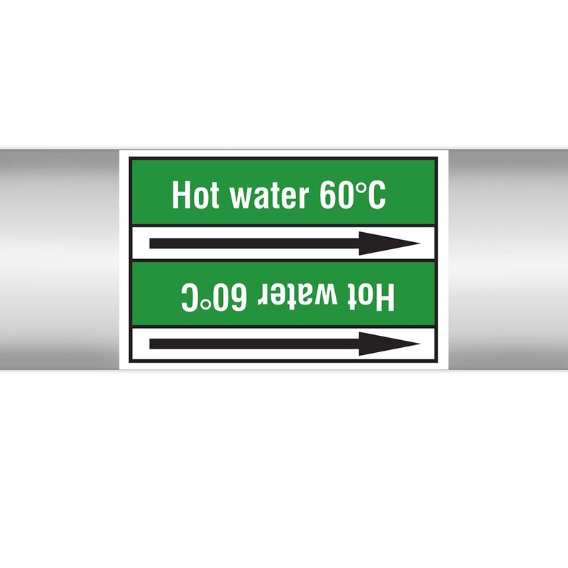 N022978 – Brady Pipe Marker On Roll Hot Water 60c 100mm x 33 m