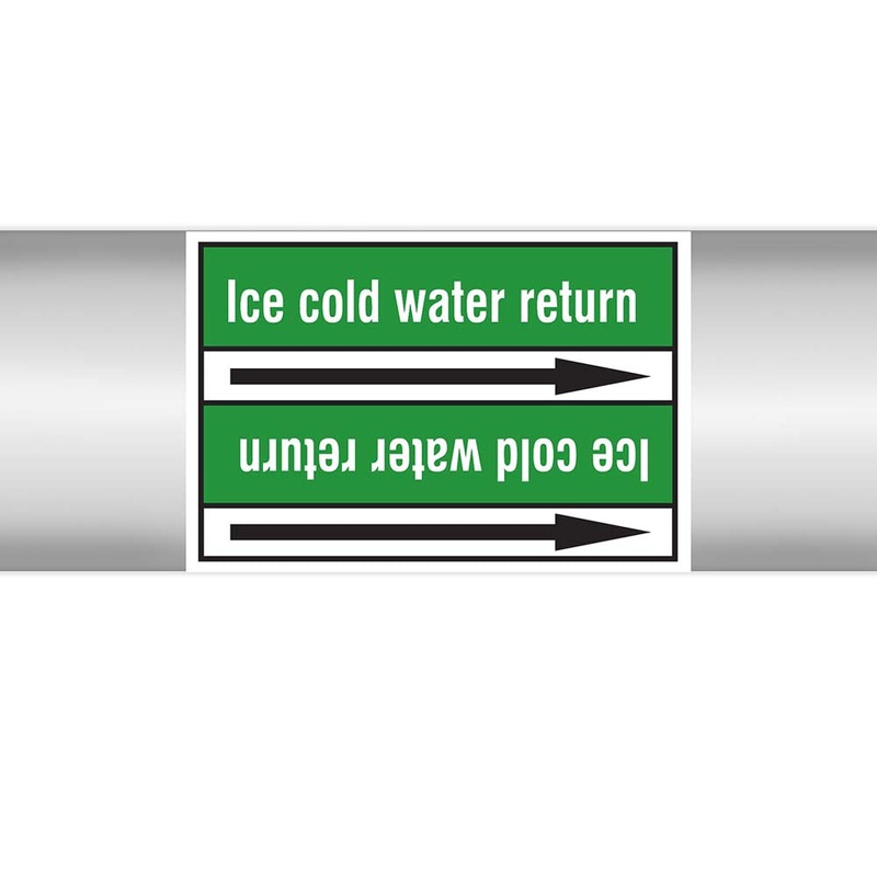 N022982 – Brady Pipe Marker On Roll Icecold Water Return 100mm x 33 m