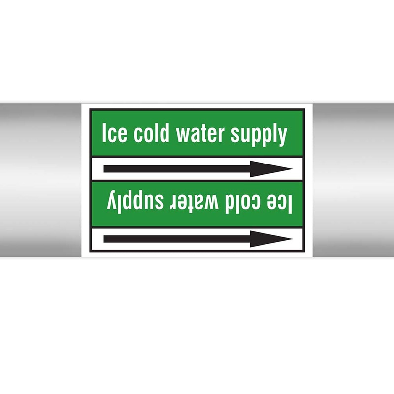 N022983 – Brady Pipe Marker On Roll Icecold Water Supply 100mm x 33 m