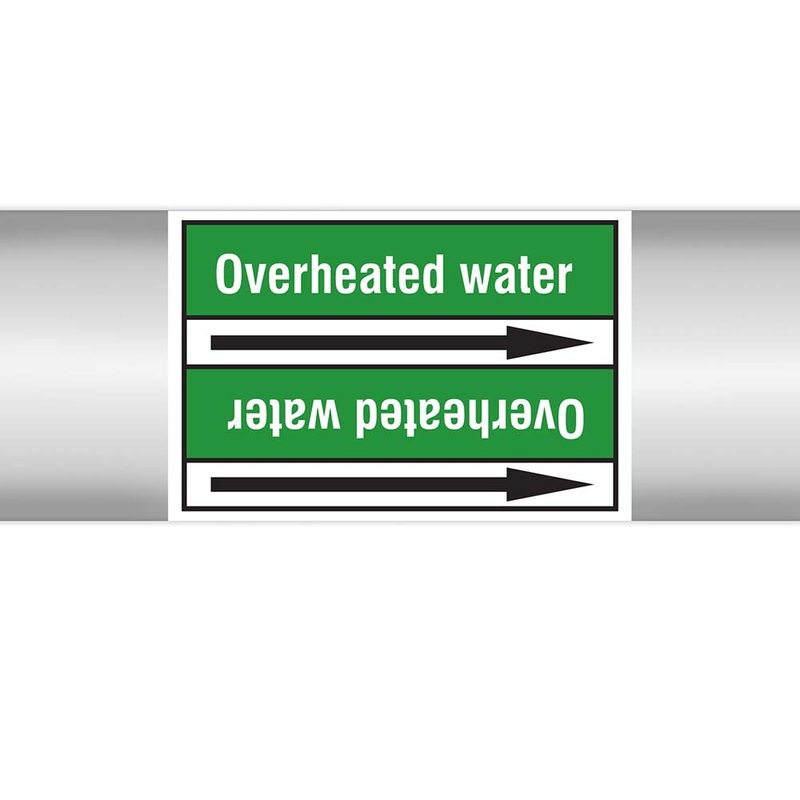 N022987 – Brady Pipe Marker On Roll Overheated Water 100mm x 33 m