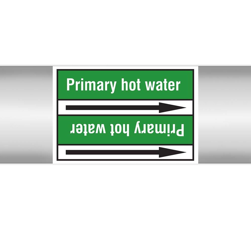 N022988 – Brady Pipe Marker On Roll Primary Hot Water 100mm x 33 m