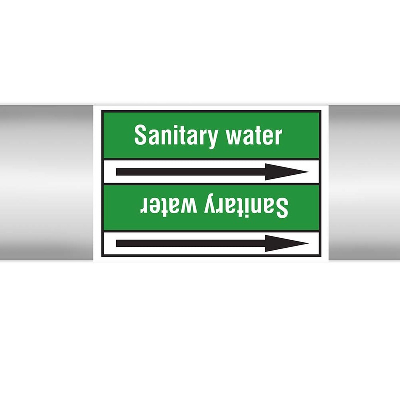 N022996 – Brady Pipe Marker On Roll Sanitary Water 100mm x 33 m