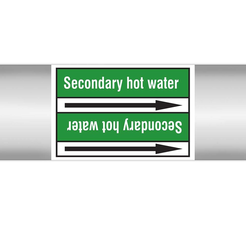 N022998 – Brady Pipe Marker On Roll Secondary Hot Water 100mm x 33 m