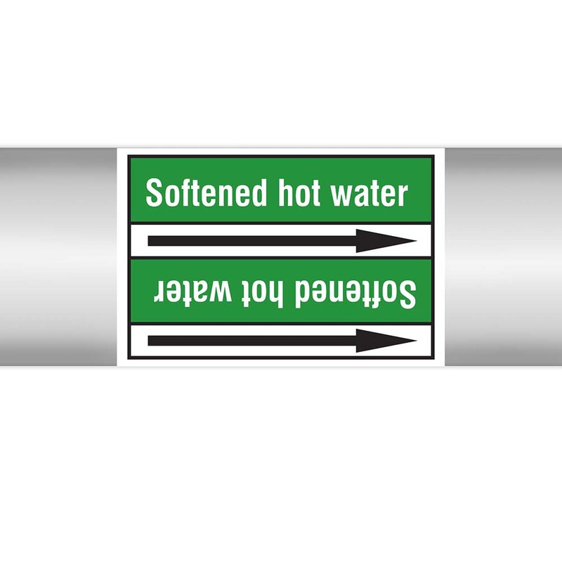 N023000 – Brady Pipe Marker On Roll Softened Hot Water 100mm x 33 m
