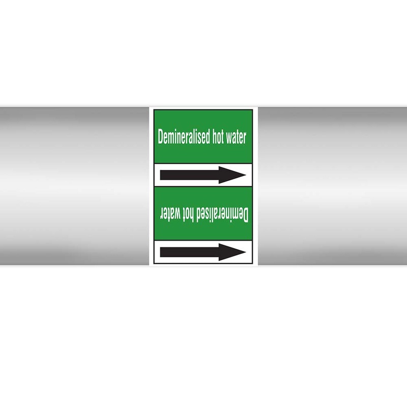 N023065 – Brady Pipe Marker On Roll Demineralised Hot Water 100mm x 33 m