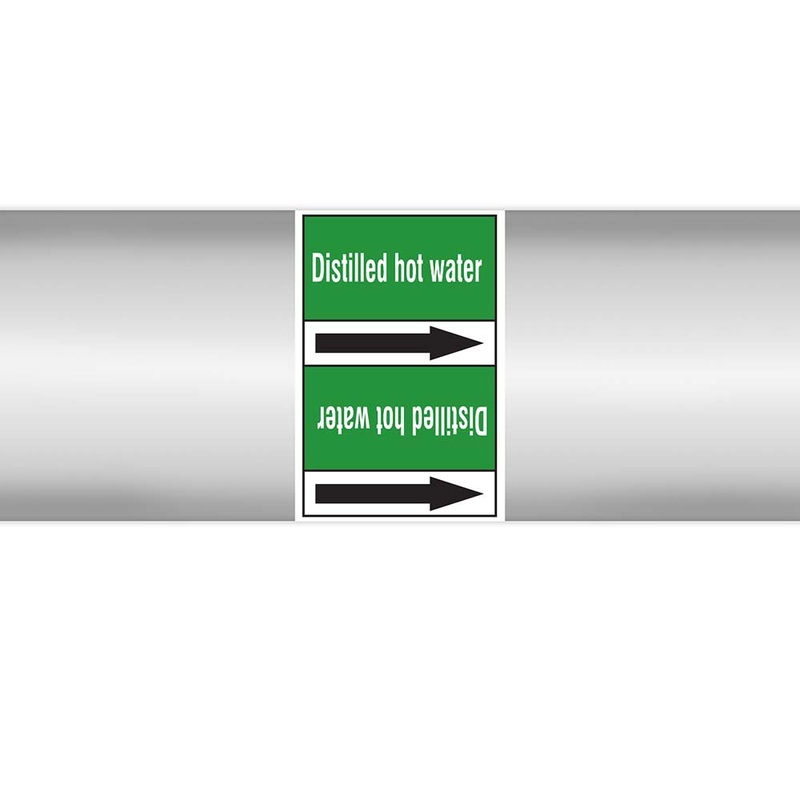 N023066 – Brady Pipe Marker On Roll Distilled Hot Water 100mm x 33 m
