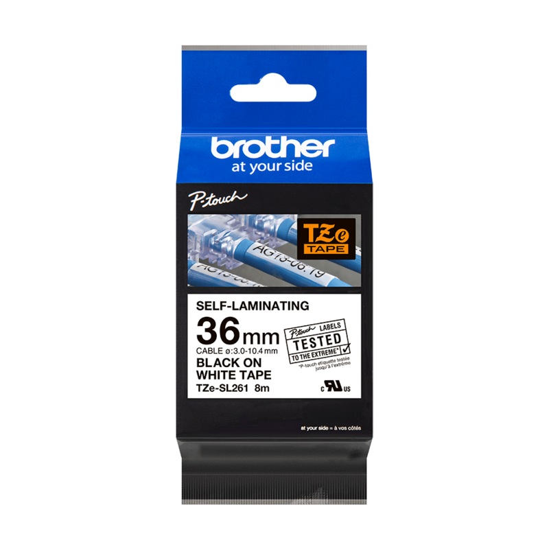 Brother TZe-SL261 – 36mm Black on White Self Laminating Tape