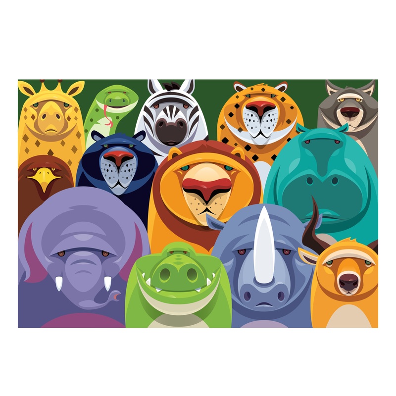 Jungle:  Faces Mural        –   Removable Wall   Adhesive Decal