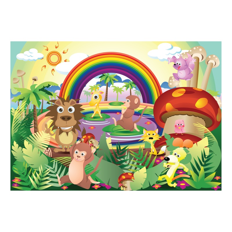 Jungle:  Rainbow Mural        –   Removable Wall   Adhesive Decal
