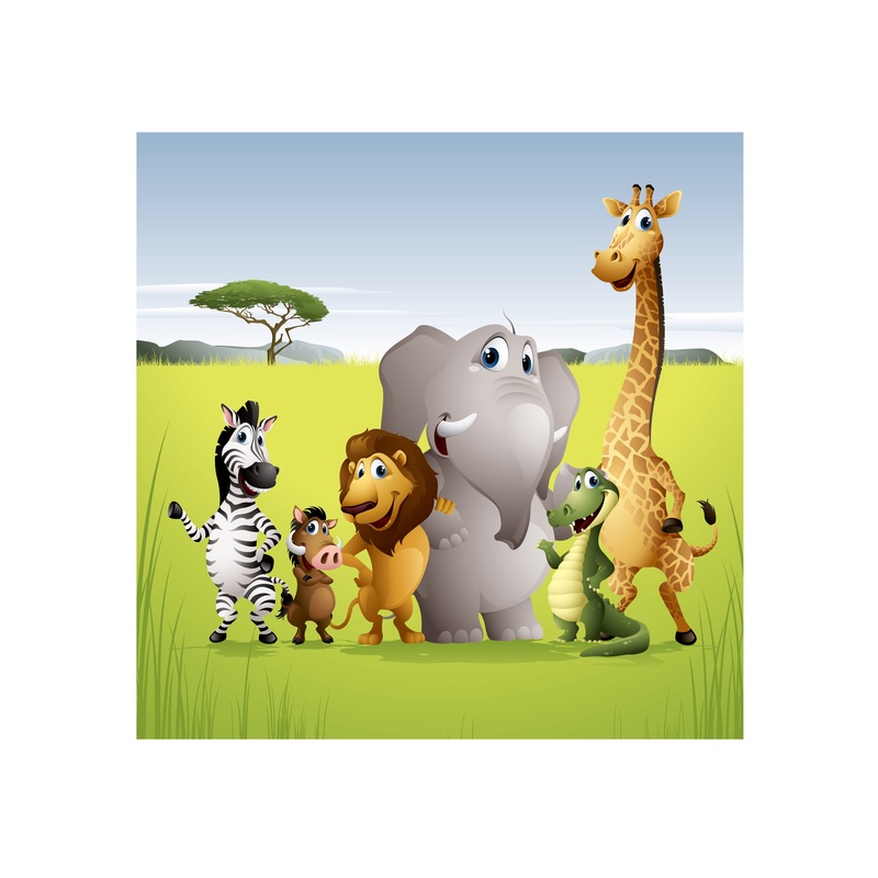 Jungle:  Six Friends Mural        –   Removable Wall   Adhesive Decal