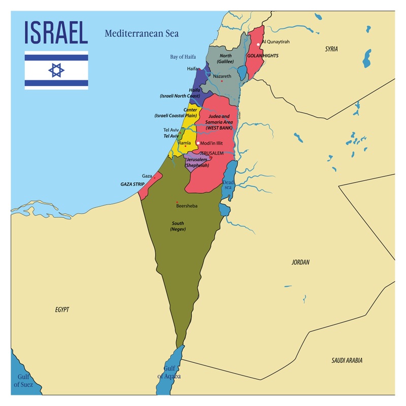 Maps of Asia: Israel Mural        –   Removable Wall   Adhesive Decal