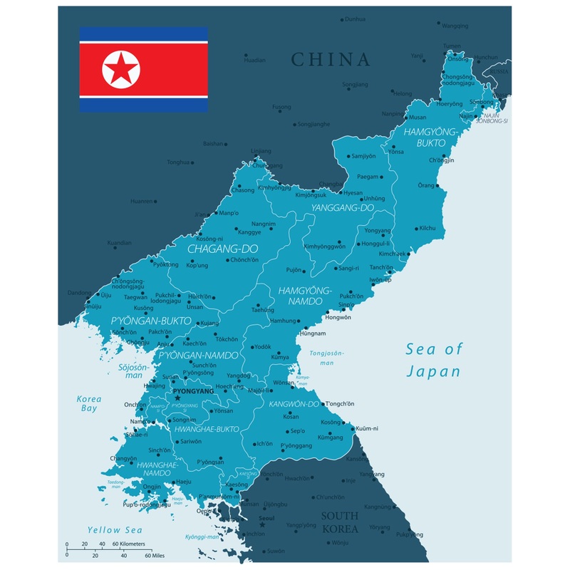 Maps of Asia: North Korea Mural        –   Removable Wall   Adhesive Decal