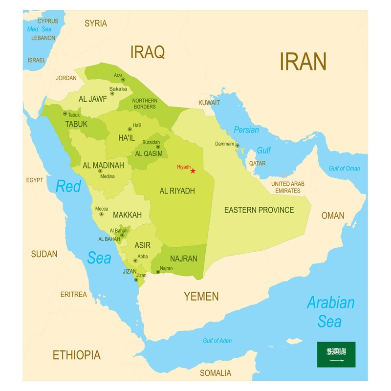 Maps of Asia: Saudi Arabia Mural        –   Removable Wall   Adhesive Decal