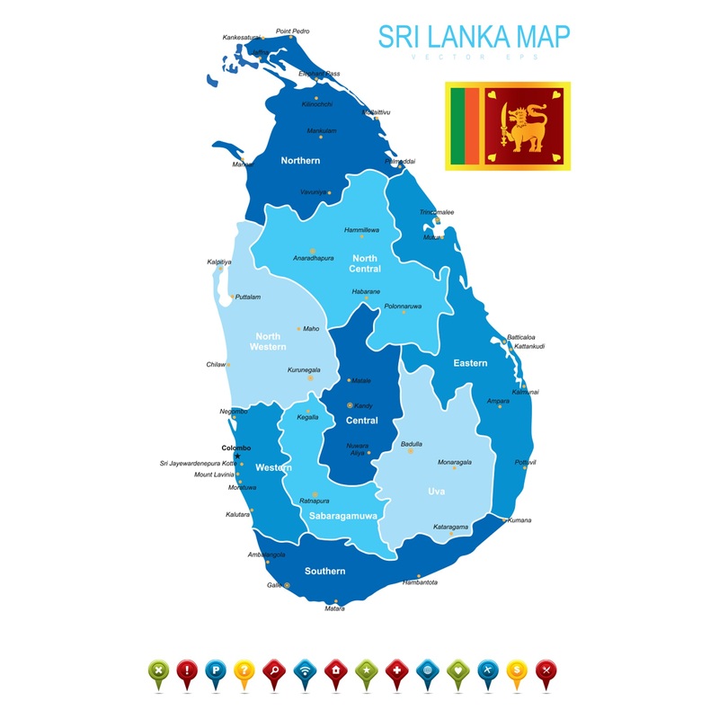 Maps of Asia: Sri Lanka Mural        –   Removable Wall   Adhesive Decal