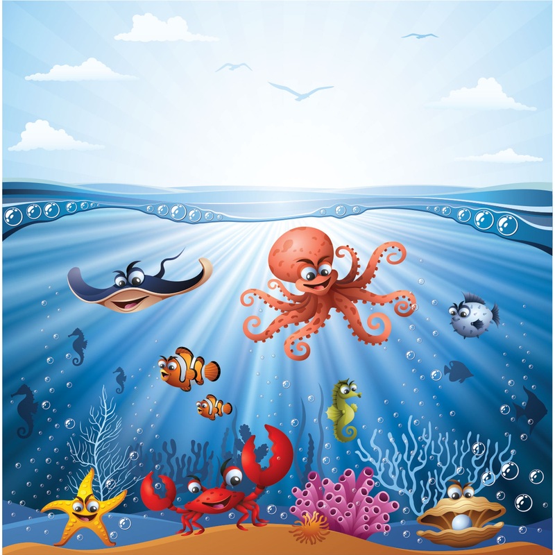 Nursery:  Beauty of the Ocean Mural        –   Removable Wall   Adhesive Decal