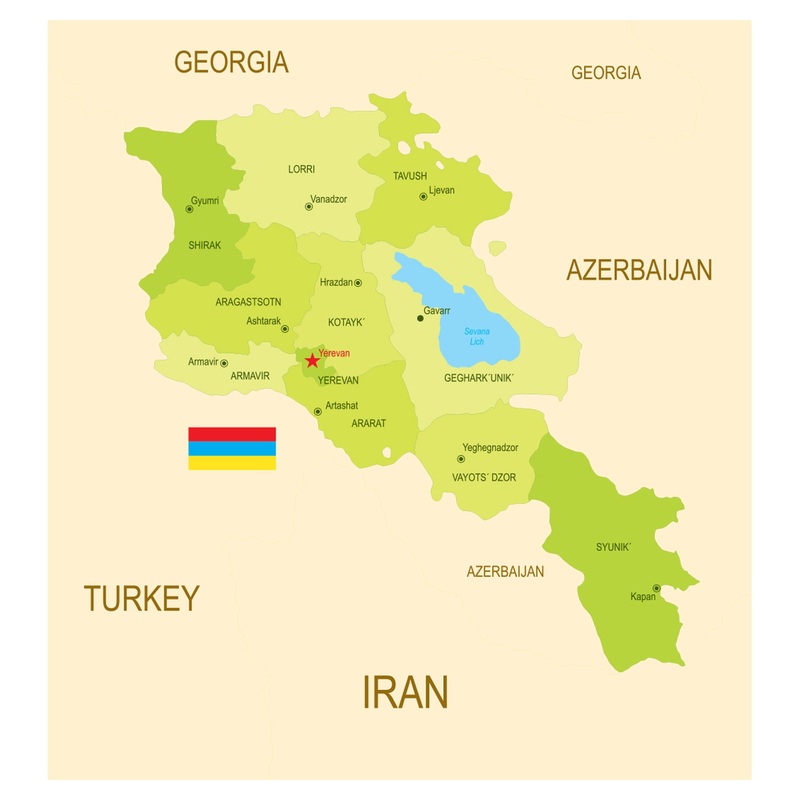 Maps of Europe: Armenia Mural        –   Removable Wall   Adhesive Decal