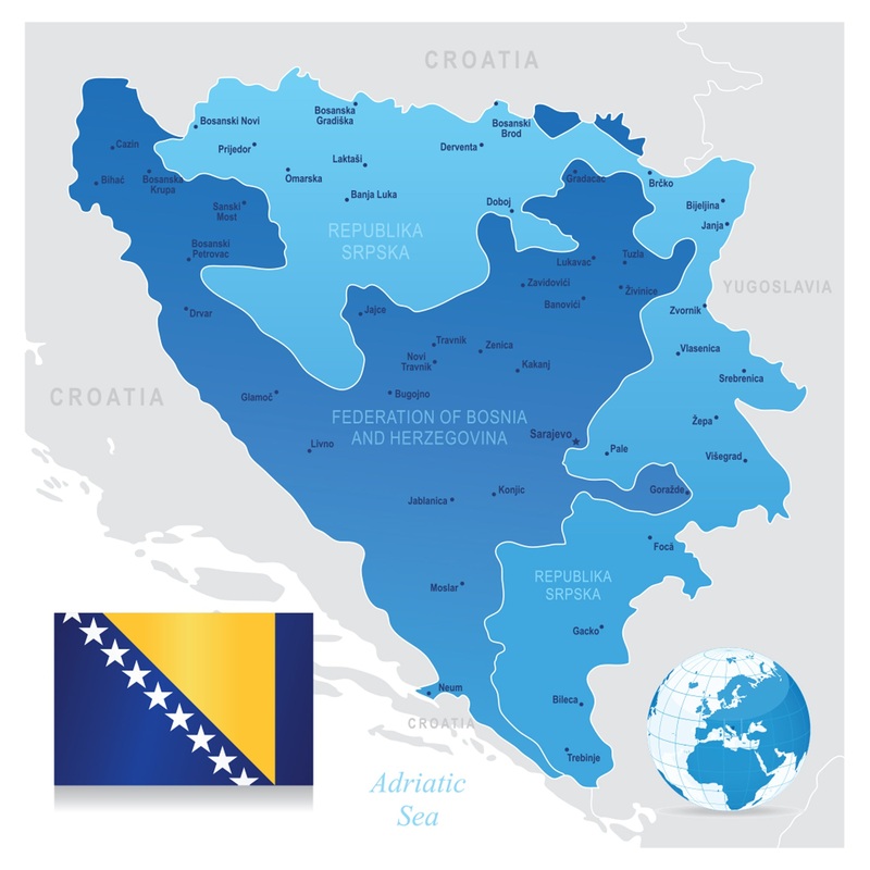 Maps of Europe: Bosnia and Herzegovina Mural        –   Removable Wall   Adhesive Decal