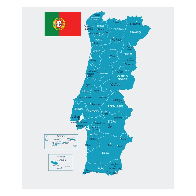 Maps of Europe: Portugal Mural        –   Removable Wall   Adhesive Decal