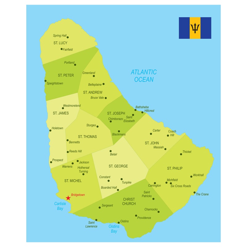 Maps of North America: Barbados Mural        –   Removable Wall   Adhesive Decal