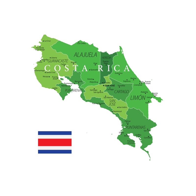 Maps of North America: Costa Rica Mural        –   Removable Wall   Adhesive Decal