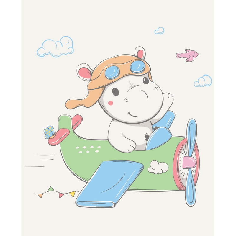 Nursery: Planes White Hipo Mural        –   Removable Wall   Adhesive Decal