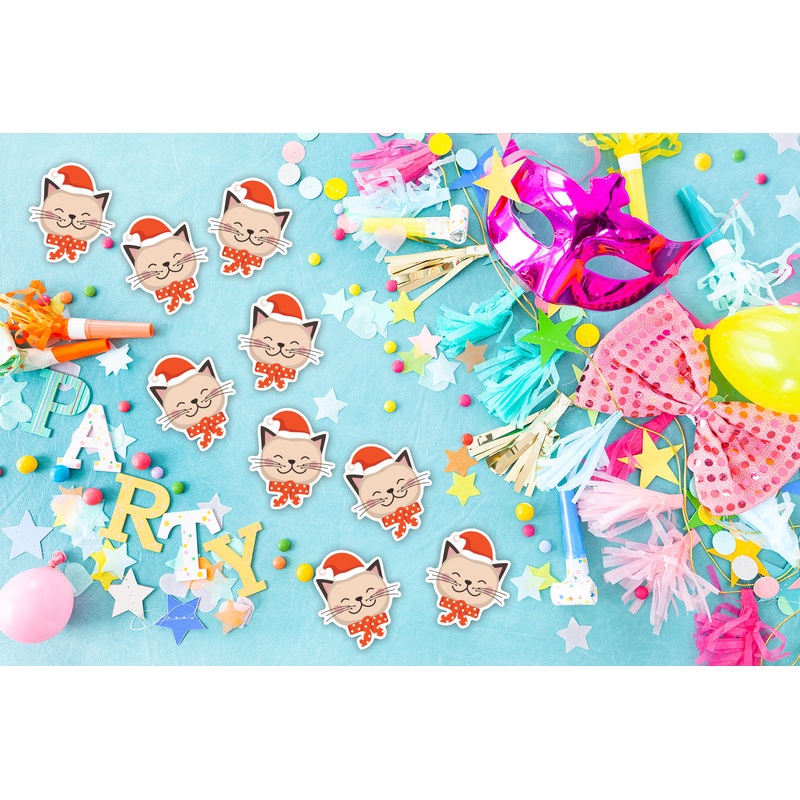 Sheet of 9 – Holiday:  Gray Cat  Minis   Cardstock Cutout  –      Big Head