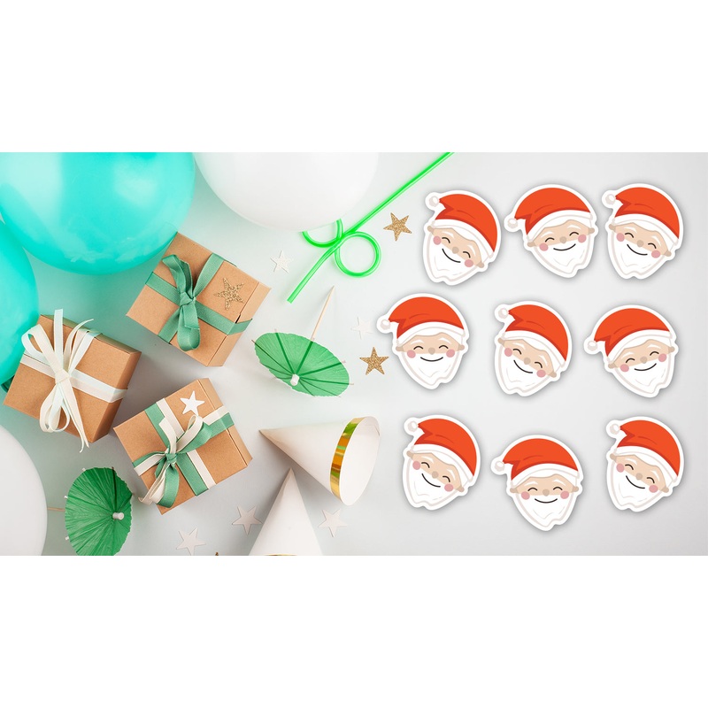 Sheet of 9 – Holiday:  Happy Santa  Minis   Cardstock Cutout  –      Big Head