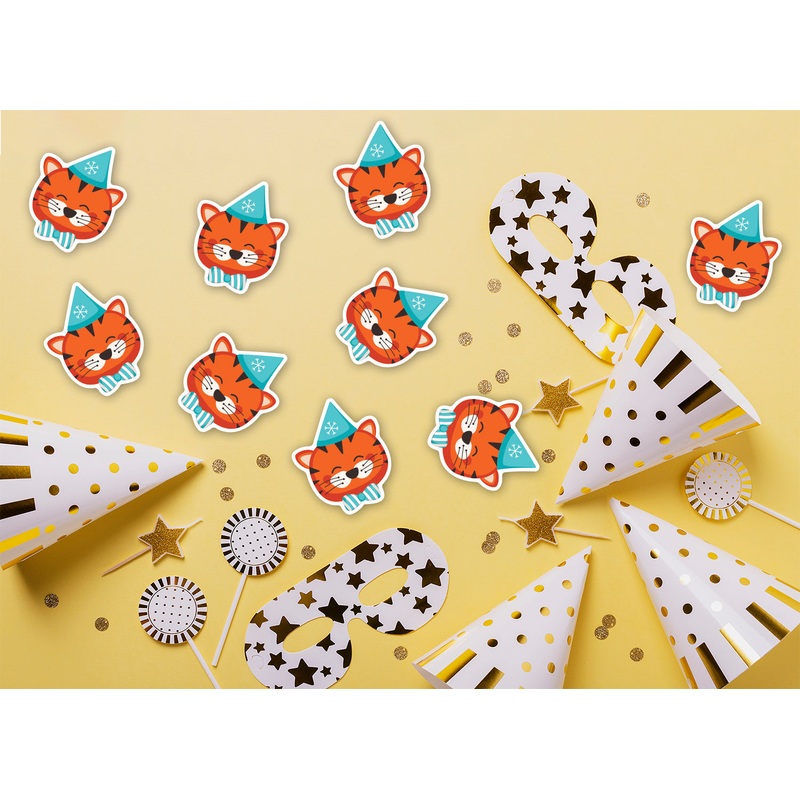Sheet of 9 – Holiday:  Orange Cat  Minis   Cardstock Cutout  –      Big Head