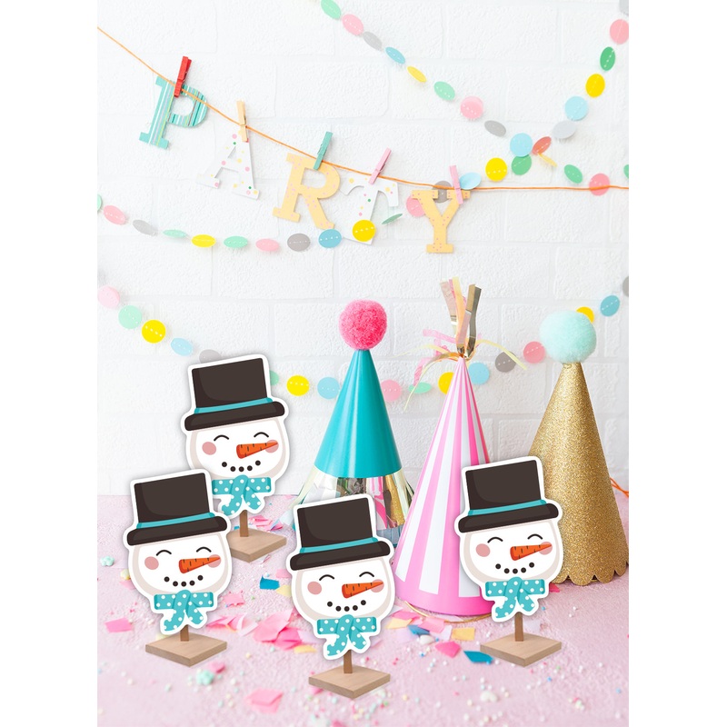 Sheet of 9 – Holiday:  Snowman with Blue Scarf  Minis   Cardstock Cutout  –      Big Head