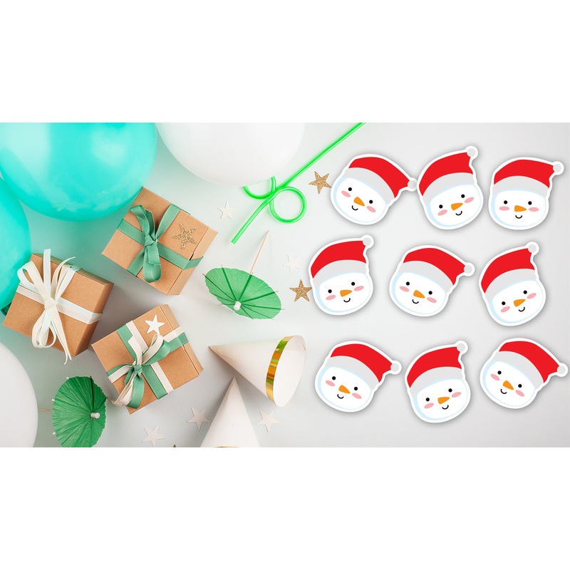 Sheet of 9 – Holiday:  Tiny Snowman  Minis   Cardstock Cutout  –      Big Head
