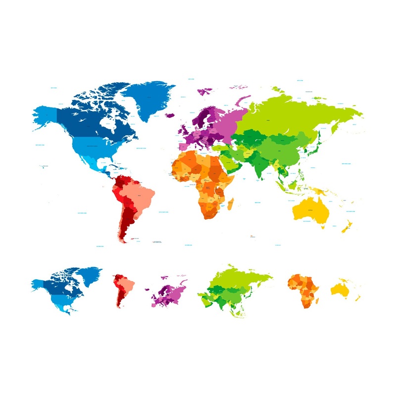 World Maps:  Complex Map Mural        –   Removable Wall   Adhesive Decal