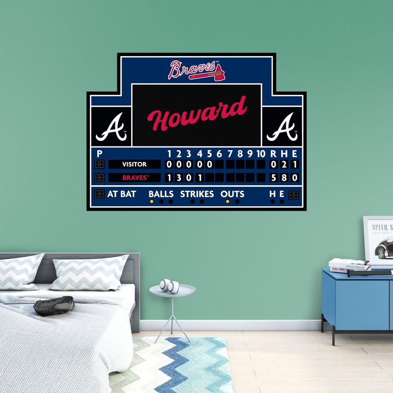 Atlanta Braves – Scoreboard Graphic – With Personalized Name – Official MLB – Vinyl Transfer Decal