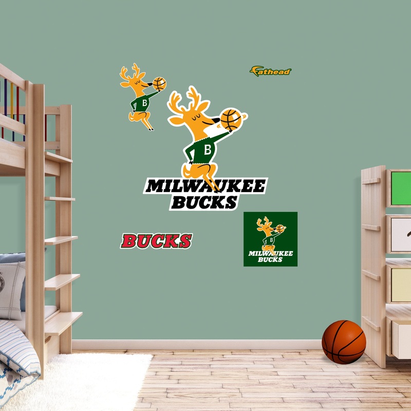 Milwaukee Bucks – RealBig Classic Logo Collection – Official NBA – Reusable Vinyl Wall Decals
