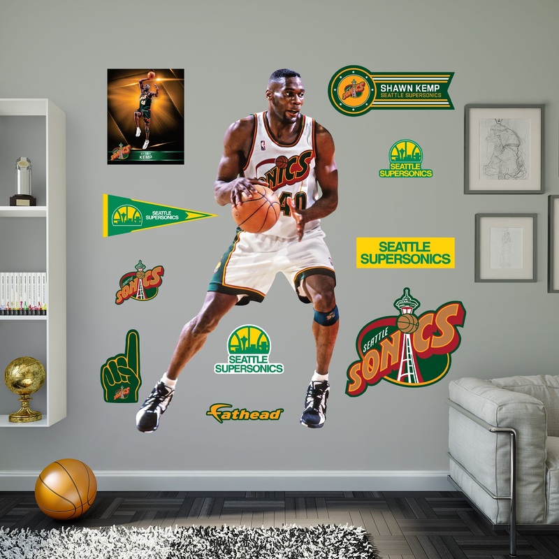 Shawn Kemp Legend – RealBig Collection – Official NBA – Seattle Supersonics – Reusable Vinyl Wall Decals
