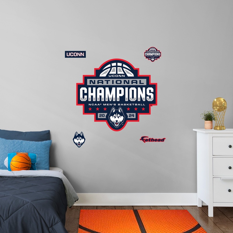 UConn Huskies – RealBig 2024 Men’s Basketball National Champions Logo Collection – Official NCAA – Reusable Vinyl Wall Decals